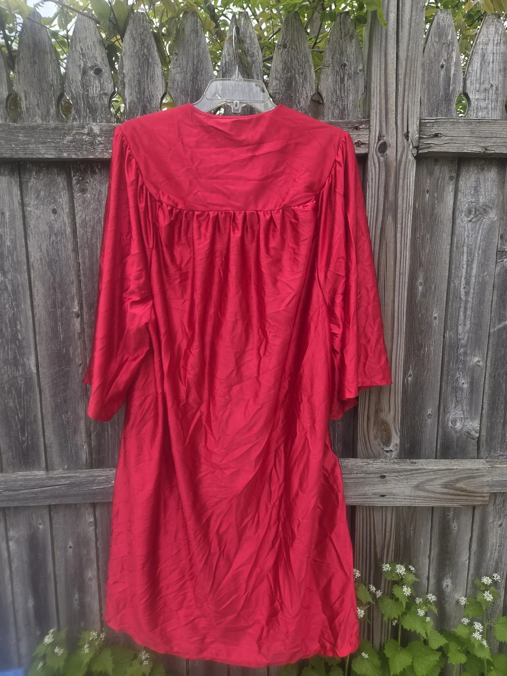 Smooth Bright Red Satin Robe with Front Zip - Picture 3 of 3
